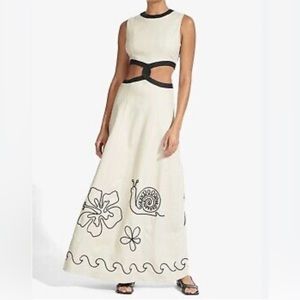 STAUD Colada Linen blend cut out dress size 6